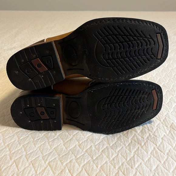 Alejo boots tooled cowboy gaucho boots, leather, brown & tan, made in Mexico, 4 - Picture 12 of 12